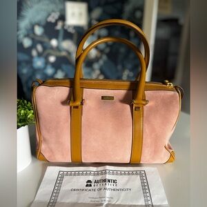 Vintage Gucci Pink and Brown Suede Satchel`